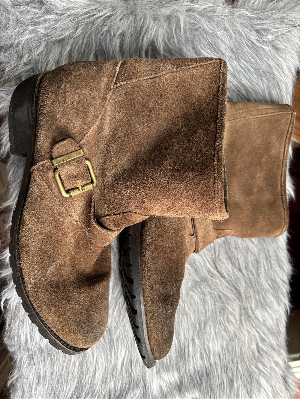 Diesel Brown Suede Short Buckle Boots